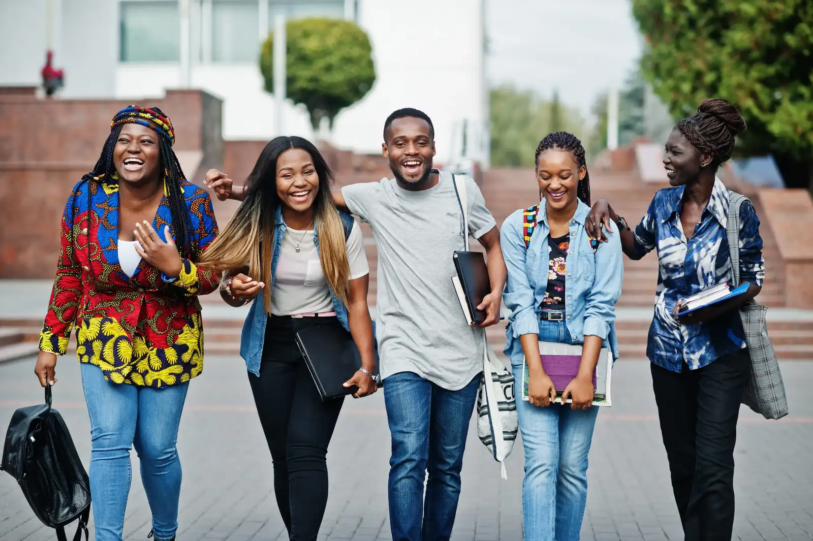 University students together on campus